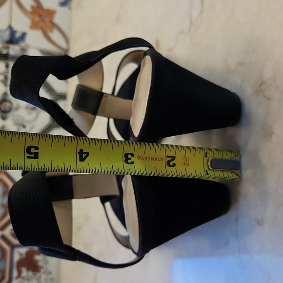 Kenneth Cole Donna Black Velvet Wedge Sandal, 7.5, Elastic Strap - Picture 3 of 5